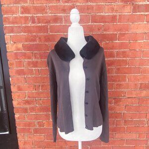 90s fluffy collared cardigan